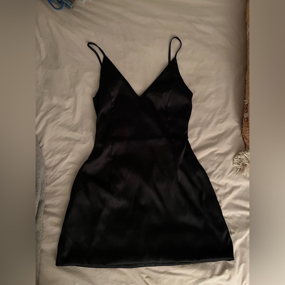 Revamped Black Satin-y Cocktail Dress - XS - Picture 1 of 3